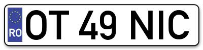 Placuta inmatriculare numar auto  OT-49-NIC, OT 49 NIC, OT49NIC