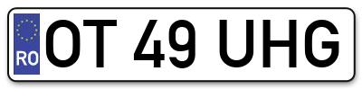 Placuta inmatriculare numar auto  OT-49-UHG, OT 49 UHG, OT49UHG