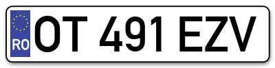 Placuta inmatriculare numar auto  OT-491-EZV, OT 491 EZV, OT491EZV