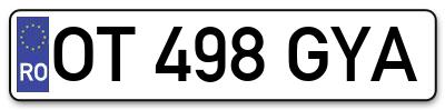 Placuta inmatriculare numar auto  OT-498-GYA, OT 498 GYA, OT498GYA