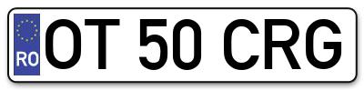 Placuta inmatriculare numar auto  OT-50-CRG, OT 50 CRG, OT50CRG