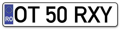 Placuta inmatriculare numar auto  OT-50-RXY, OT 50 RXY, OT50RXY