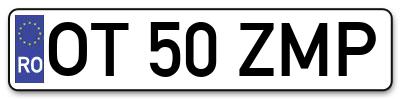 Placuta inmatriculare numar auto  OT-50-ZMP, OT 50 ZMP, OT50ZMP