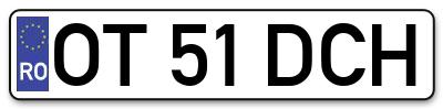 Placuta inmatriculare numar auto  OT-51-DCH, OT 51 DCH, OT51DCH