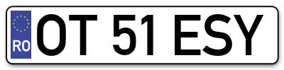Placuta inmatriculare numar auto  OT-51-ESY, OT 51 ESY, OT51ESY