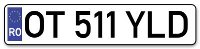 Placuta inmatriculare numar auto  OT-511-YLD, OT 511 YLD, OT511YLD