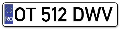 Placuta inmatriculare numar auto  OT-512-DWV, OT 512 DWV, OT512DWV