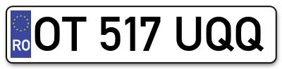 Placuta inmatriculare numar auto  OT-517-UQQ, OT 517 UQQ, OT517UQQ