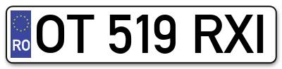 Placuta inmatriculare numar auto  OT-519-RXI, OT 519 RXI, OT519RXI