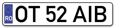 Placuta inmatriculare numar auto  OT-52-AIB, OT 52 AIB, OT52AIB