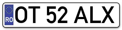 Placuta inmatriculare numar auto  OT-52-ALX, OT 52 ALX, OT52ALX