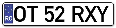 Placuta inmatriculare numar auto  OT-52-RXY, OT 52 RXY, OT52RXY