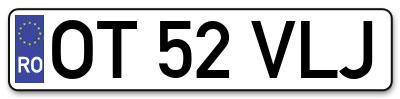 Placuta inmatriculare numar auto  OT-52-VLJ, OT 52 VLJ, OT52VLJ