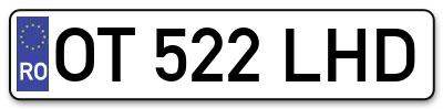 Placuta inmatriculare numar auto  OT-522-LHD, OT 522 LHD, OT522LHD