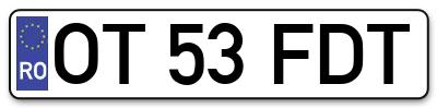 Placuta inmatriculare numar auto  OT-53-FDT, OT 53 FDT, OT53FDT