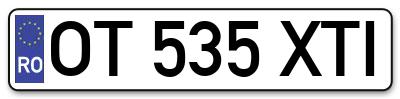 Placuta inmatriculare numar auto  OT-535-XTI, OT 535 XTI, OT535XTI
