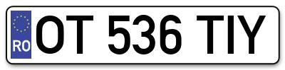 Placuta inmatriculare numar auto  OT-536-TIY, OT 536 TIY, OT536TIY