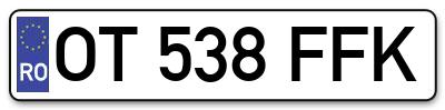 Placuta inmatriculare numar auto  OT-538-FFK, OT 538 FFK, OT538FFK