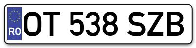 Placuta inmatriculare numar auto  OT-538-SZB, OT 538 SZB, OT538SZB