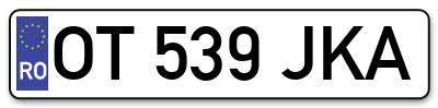 Placuta inmatriculare numar auto  OT-539-JKA, OT 539 JKA, OT539JKA