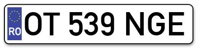 Placuta inmatriculare numar auto  OT-539-NGE, OT 539 NGE, OT539NGE
