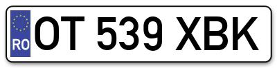 Placuta inmatriculare numar auto  OT-539-XBK, OT 539 XBK, OT539XBK