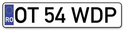 Placuta inmatriculare numar auto  OT-54-WDP, OT 54 WDP, OT54WDP