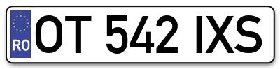 Placuta inmatriculare numar auto  OT-542-IXS, OT 542 IXS, OT542IXS