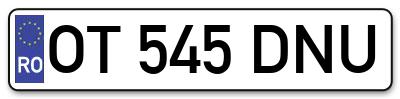 Placuta inmatriculare numar auto  OT-545-DNU, OT 545 DNU, OT545DNU