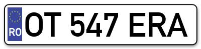 Placuta inmatriculare numar auto  OT-547-ERA, OT 547 ERA, OT547ERA