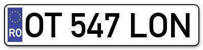Placuta inmatriculare numar auto  OT-547-LON, OT 547 LON, OT547LON