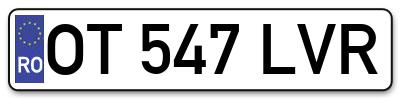 Placuta inmatriculare numar auto  OT-547-LVR, OT 547 LVR, OT547LVR