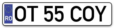 Placuta inmatriculare numar auto  OT-55-COY, OT 55 COY, OT55COY