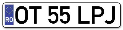 Placuta inmatriculare numar auto  OT-55-LPJ, OT 55 LPJ, OT55LPJ