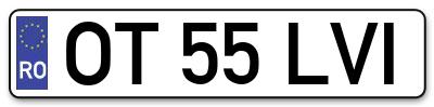Placuta inmatriculare numar auto  OT-55-LVI, OT 55 LVI, OT55LVI