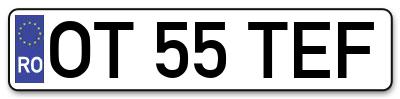 Placuta inmatriculare numar auto  OT-55-TEF, OT 55 TEF, OT55TEF