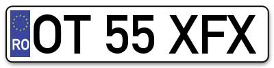 Placuta inmatriculare numar auto  OT-55-XFX, OT 55 XFX, OT55XFX