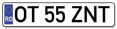 Placuta inmatriculare numar auto  OT-55-ZNT, OT 55 ZNT, OT55ZNT
