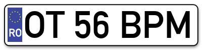 Placuta inmatriculare numar auto  OT-56-BPM, OT 56 BPM, OT56BPM