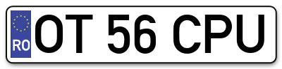 Placuta inmatriculare numar auto  OT-56-CPU, OT 56 CPU, OT56CPU