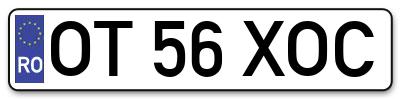 Placuta inmatriculare numar auto  OT-56-XOC, OT 56 XOC, OT56XOC