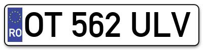 Placuta inmatriculare numar auto  OT-562-ULV, OT 562 ULV, OT562ULV