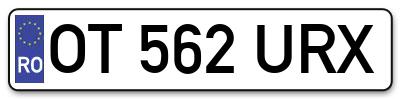 Placuta inmatriculare numar auto  OT-562-URX, OT 562 URX, OT562URX