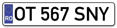 Placuta inmatriculare numar auto  OT-567-SNY, OT 567 SNY, OT567SNY