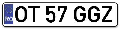 Placuta inmatriculare numar auto  OT-57-GGZ, OT 57 GGZ, OT57GGZ