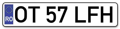 Placuta inmatriculare numar auto  OT-57-LFH, OT 57 LFH, OT57LFH