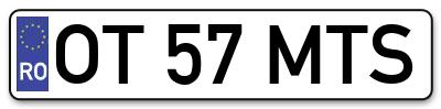 Placuta inmatriculare numar auto  OT-57-MTS, OT 57 MTS, OT57MTS