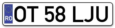 Placuta inmatriculare numar auto  OT-58-LJU, OT 58 LJU, OT58LJU