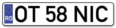 Placuta inmatriculare numar auto  OT-58-NIC, OT 58 NIC, OT58NIC