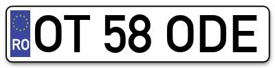 Placuta inmatriculare numar auto  OT-58-ODE, OT 58 ODE, OT58ODE